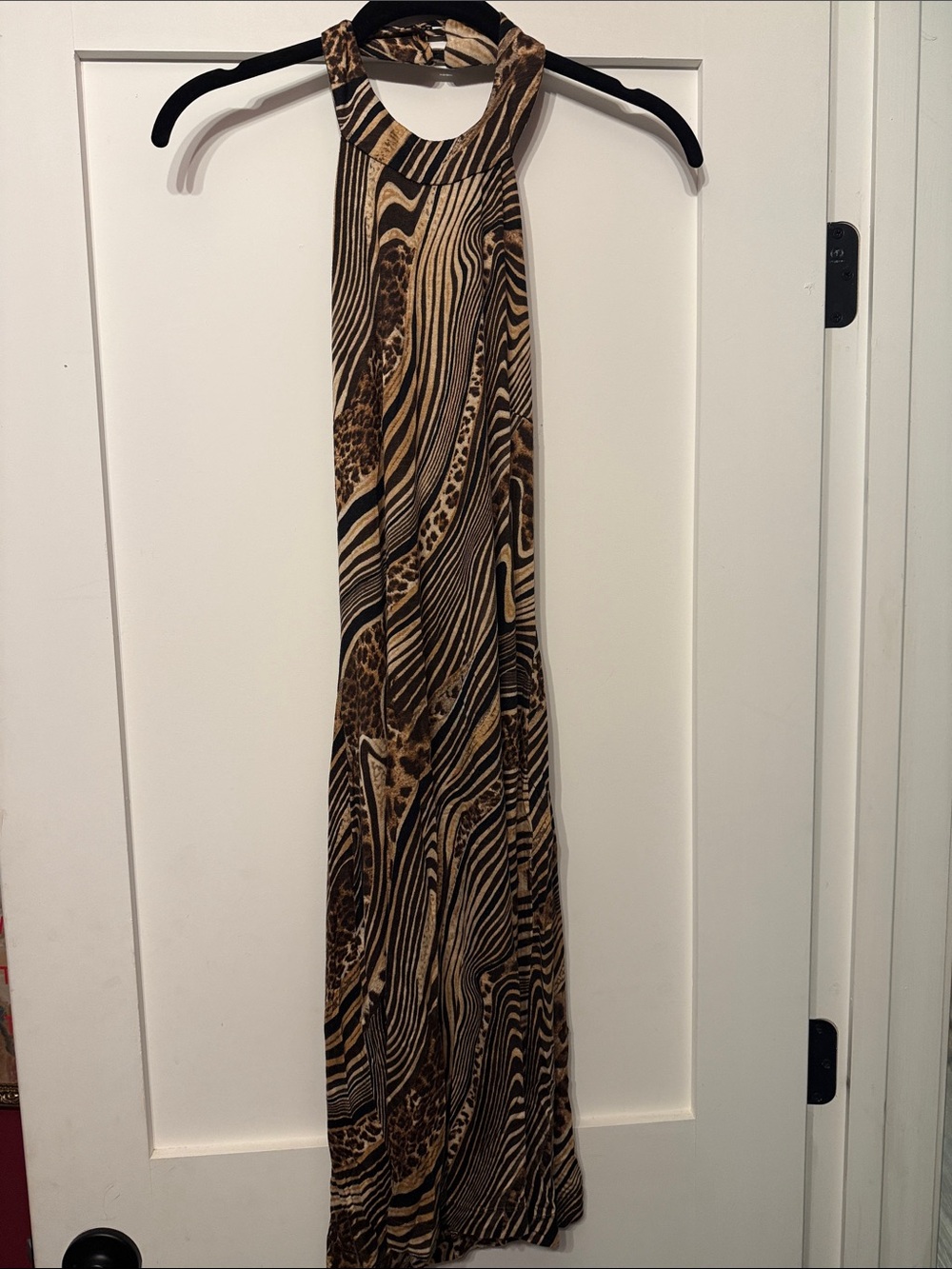 Y2K H&M Brown and Black Animal-Print midi dress